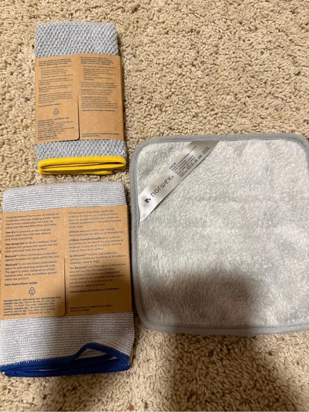 Set of 3 Norwex enviro cloth, kitchen cloth and face cloth NEW